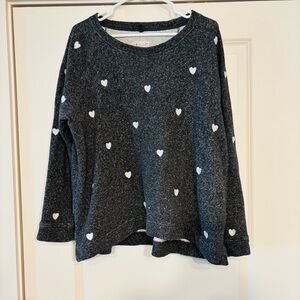 Lou & Grey for Loft Dark Grey Sweatshirt with White Heart Pattern. Size XL.